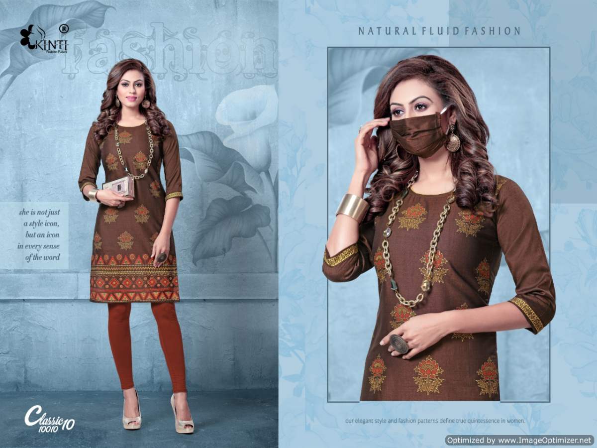Kinti Calssic 10 Rayon Printed Designer Party Wear Kurti Collection